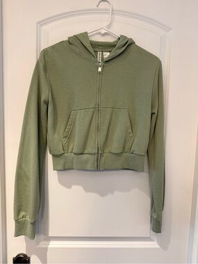 H&M Divided Zip Hoodie Light Sage Green
